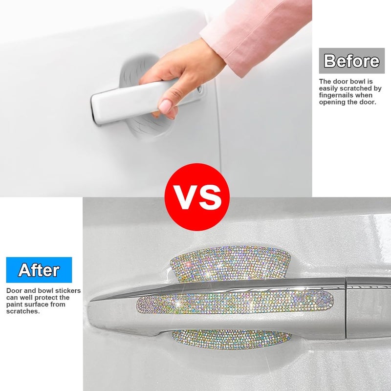 Mandark 8PCS Bling Car Door Handle Protector, Crystal Rhinestone Vehicle Door Bowl Protective Sticker, Glitter Anti-Scratch Auto Decor Decals Accessories, Universal for SUV, Sedan, Truck (Multicolor) - Image 5